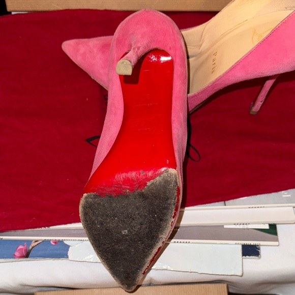 Christian Louboutin Pink Heels with Iconic Red Soles - Picture 8 of 16